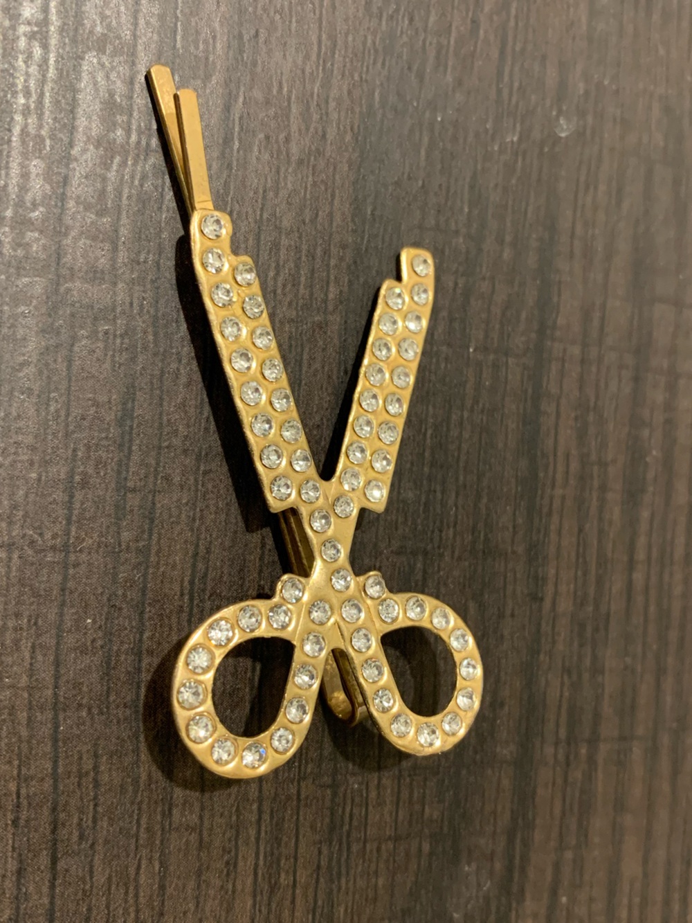 Gold Rhinestone Scissors Hair Pin - Women Accessories
